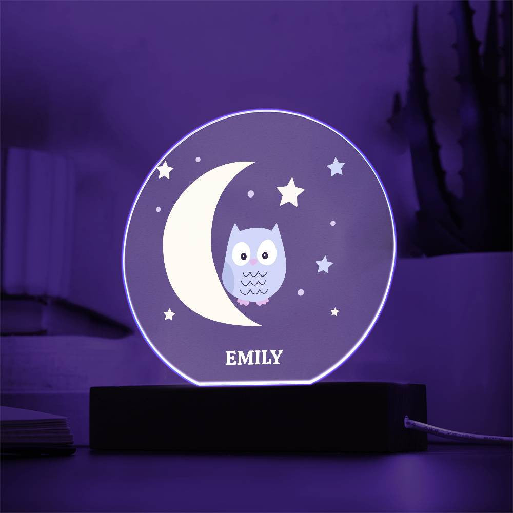 Owl Star and Moon Custom Name Night light-[Heartfelt Family Gift]