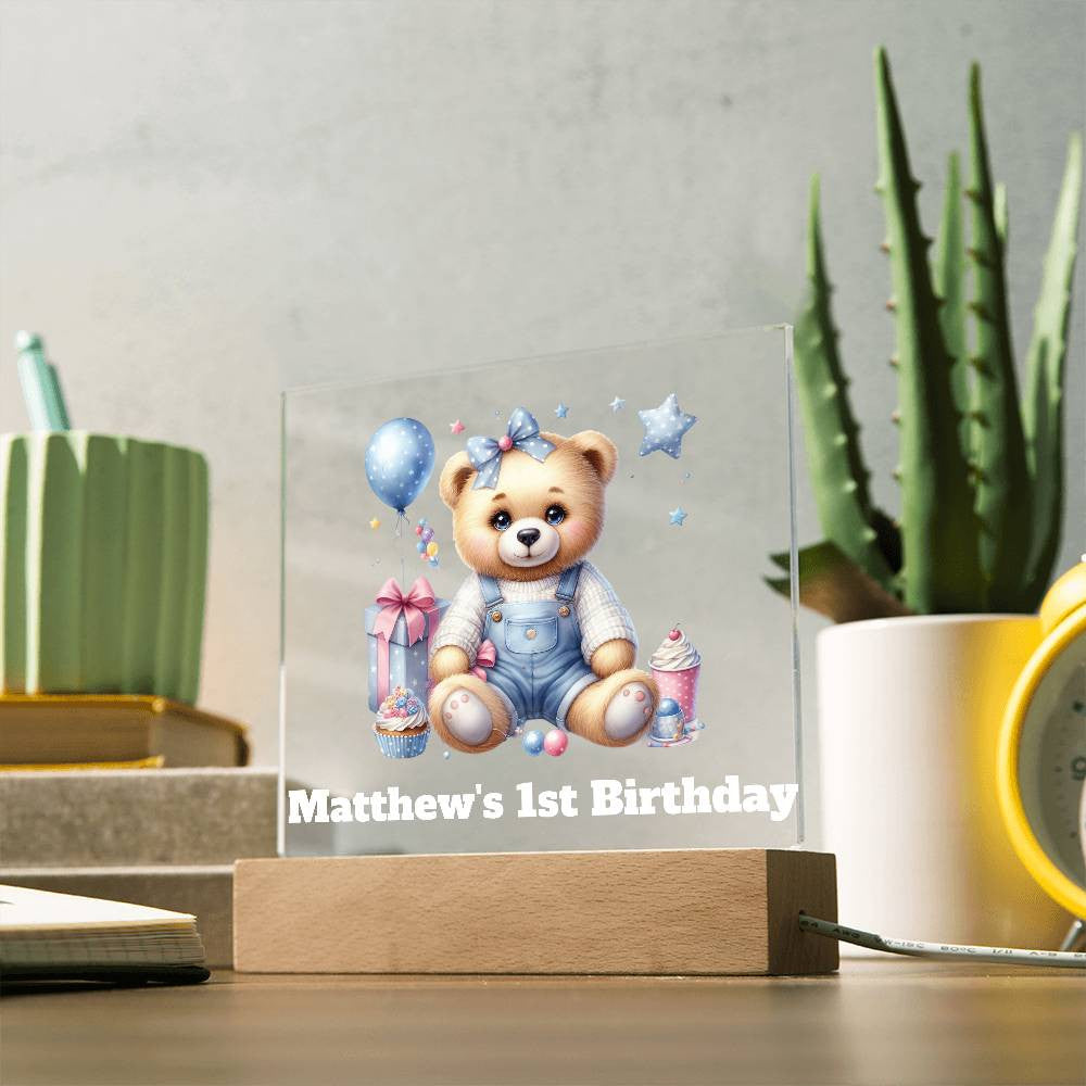 Teddy Bear Lighted Birthday Sign or Nightlight-[Heartfelt Family Gift]