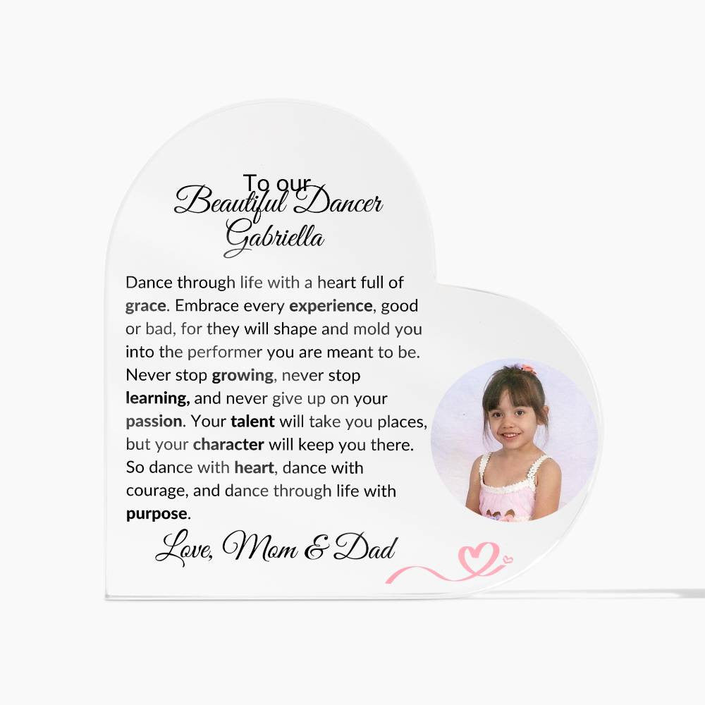 Personalized Ballerina Acrylic Heart Plaque Gift-[Heartfelt Family Gift]