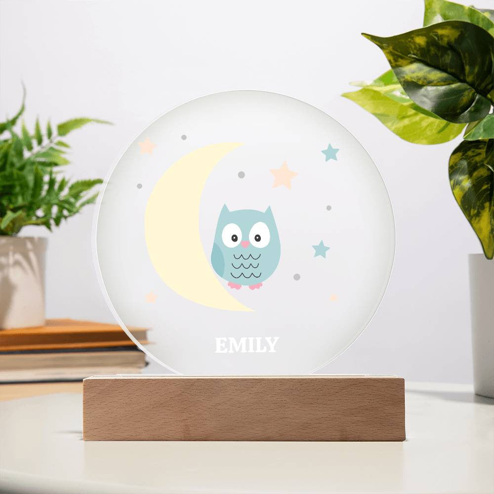 Owl Star and Moon Custom Name Night light-[Heartfelt Family Gift]
