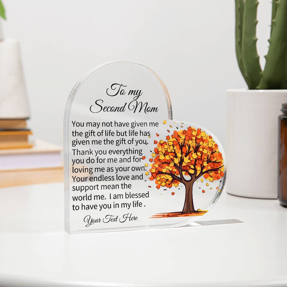 To My Second Mom Acrylic Heart Plaque-[Heartfelt Family Gift]