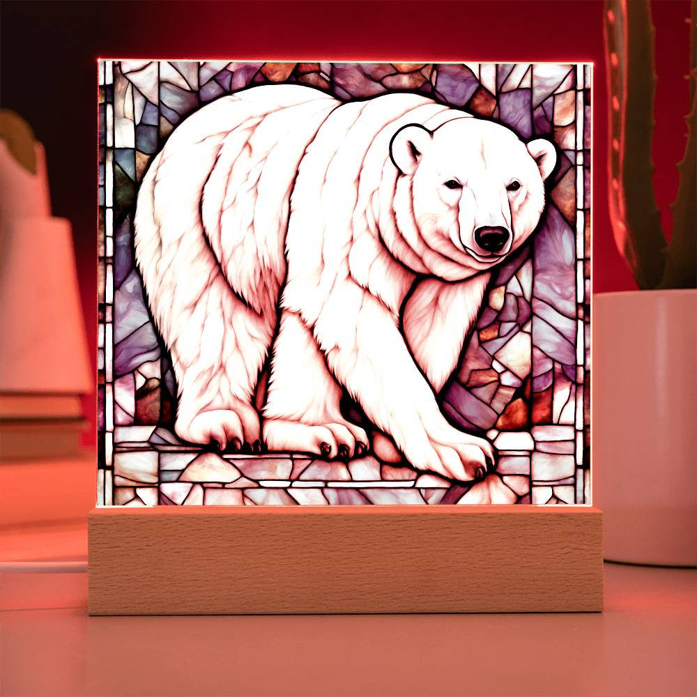 Polar Bear Acrylic LED Plaque-[Heartfelt Family Gift]