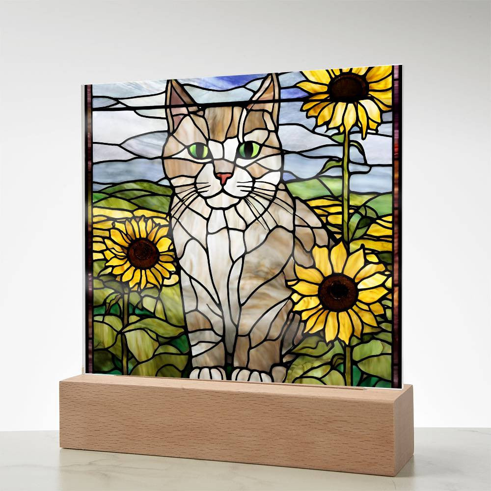 Cat Acrylic Sunflower Plaque - Perfect Gift for Cat Lovers and Home Decor-[Heartfelt Family Gift]