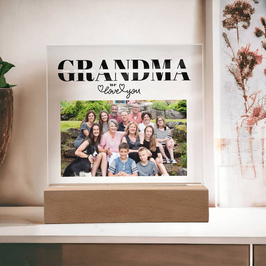 Personalized Grandma Acrylic Photo Plaque with Grandkids Names-[Heartfelt Family Gift]