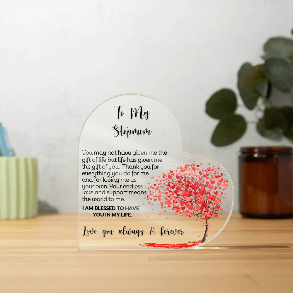 To My Stepmom Acrylic Heart Gift-[Heartfelt Family Gift]