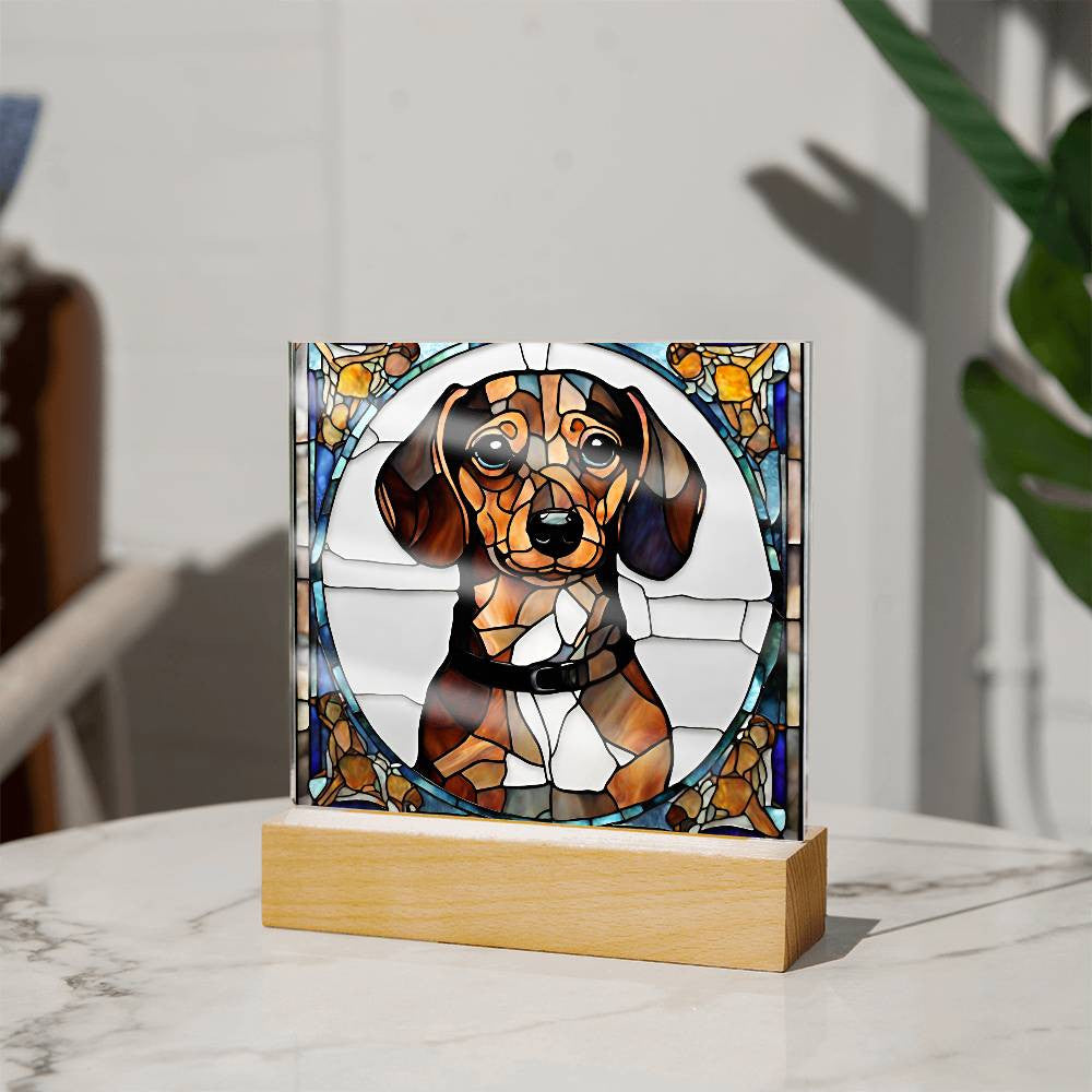 Corgi Dachshund Poodle Beagle Acrylic Plaque - Faux Stained Glass Design - Perfect Gift for Dog Lovers-[Heartfelt Family Gift]