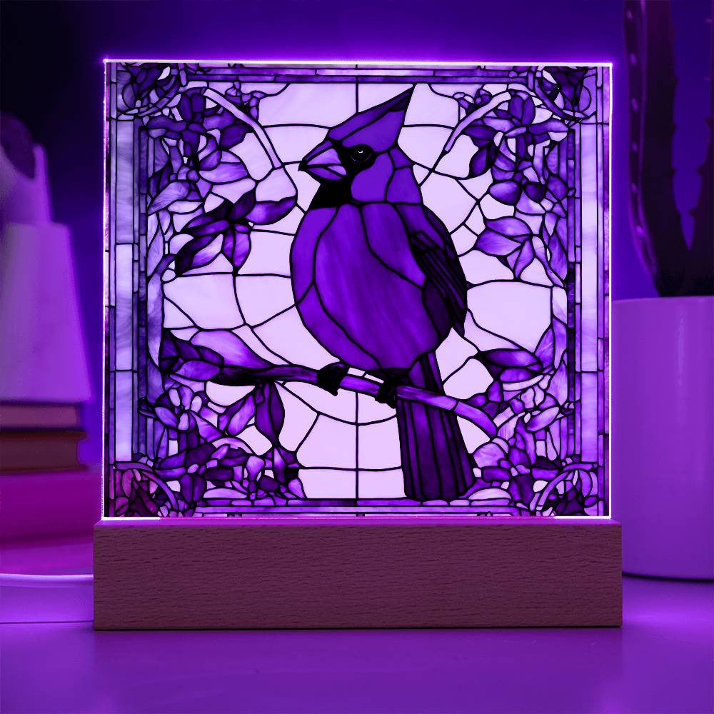 Faux Stained Glass Cardinal Acrylic Plaque Memorial and Remembrance Gift for Loss of Loved One Home Decor for Cardinal Lovers Red Bird-[Heartfelt Family Gift]