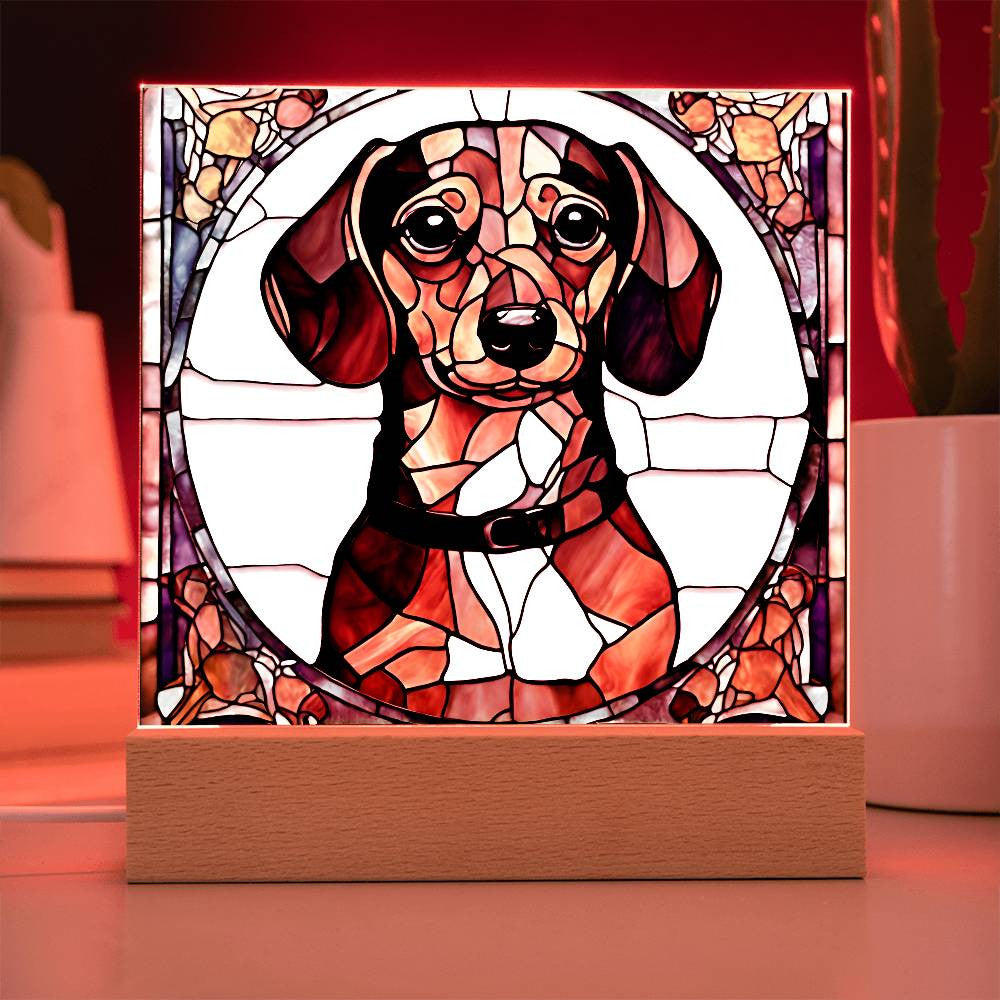 Dachshund Dog Acrylic Plaque with LED Lights-[Heartfelt Family Gift]
