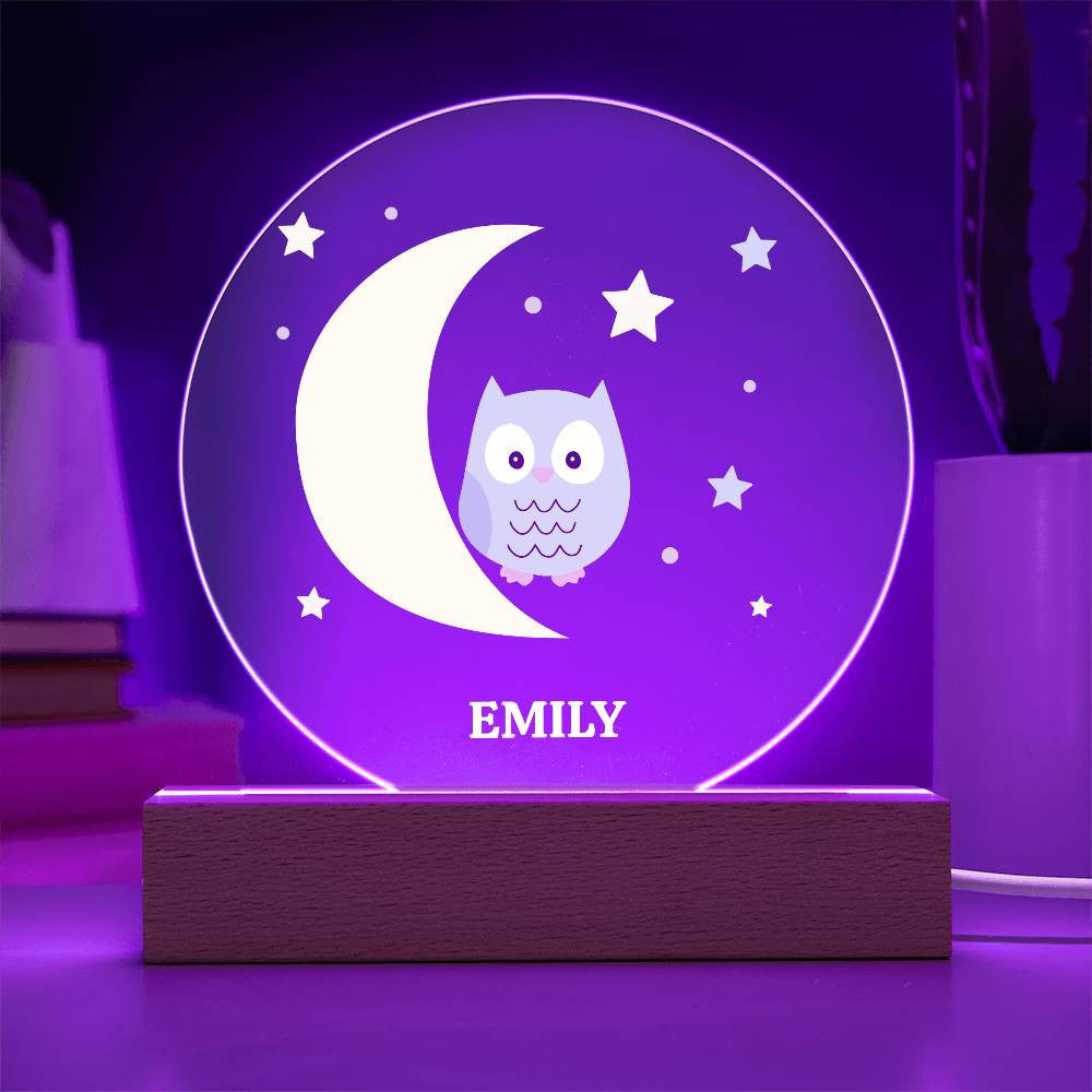 Owl Star and Moon Custom Name Night light-[Heartfelt Family Gift]