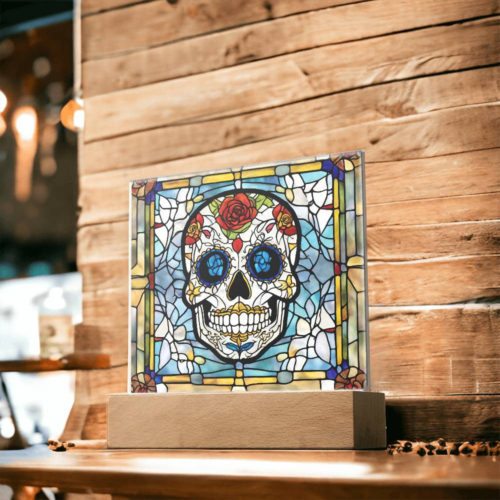 Sugar Skull Led Lighted Acrylic Plaque Halloween Decoration-[Heartfelt Family Gift]