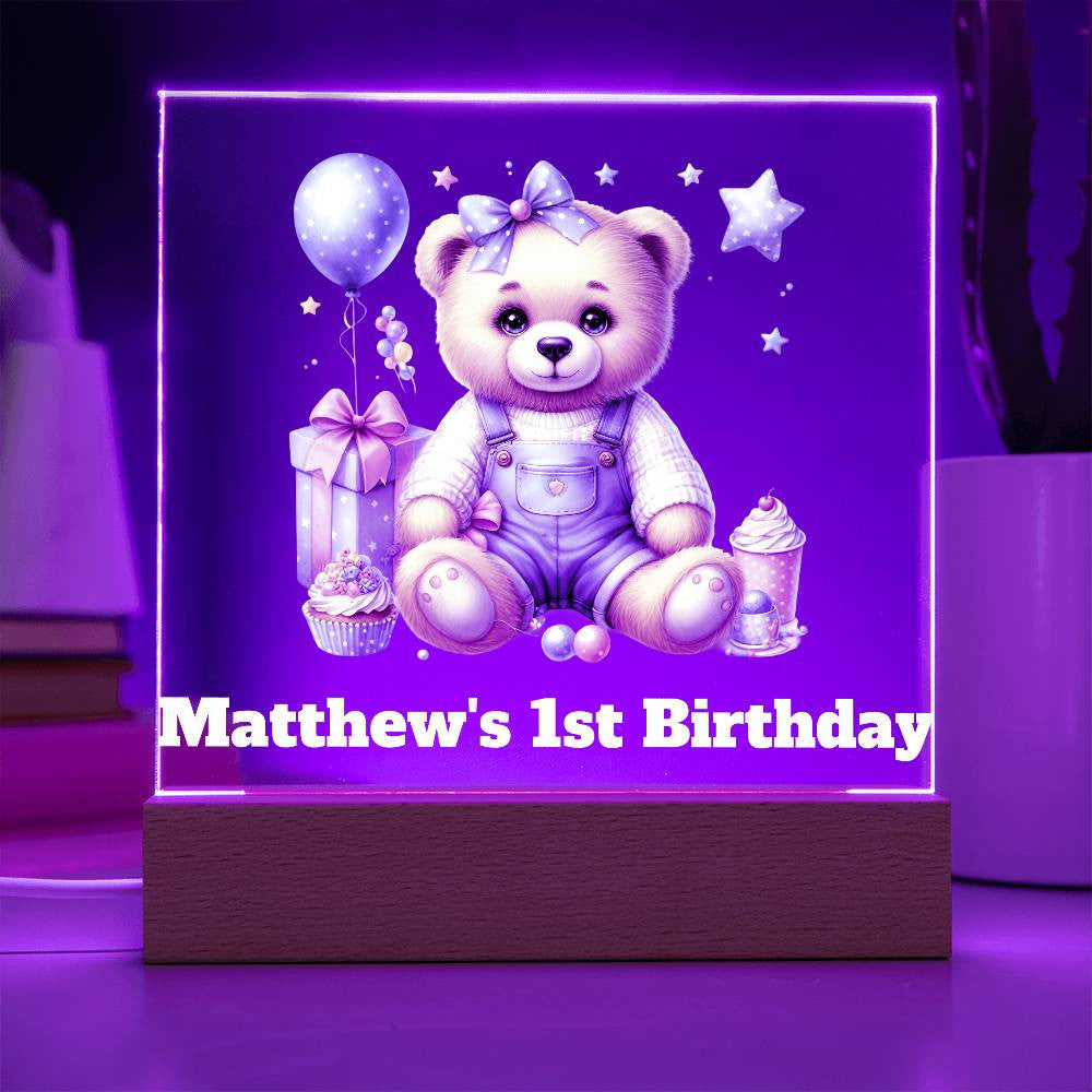 Teddy Bear Lighted Birthday Sign or Nightlight-[Heartfelt Family Gift]