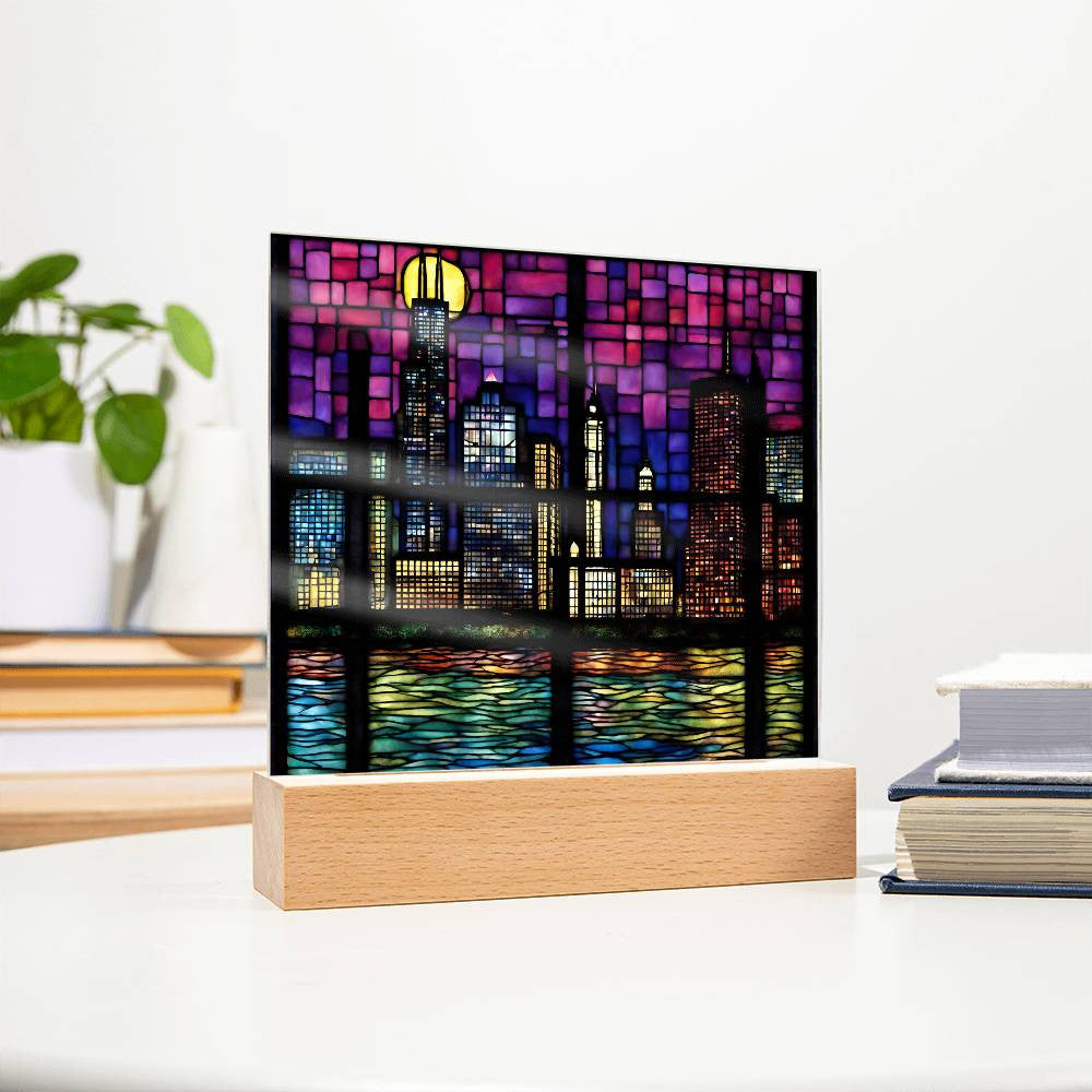 Chicago Skyline Sears Town LED Acrylic Square Plaque-[Heartfelt Family Gift]