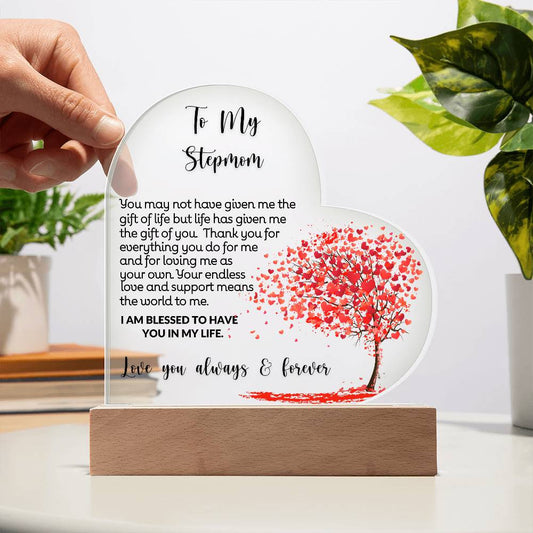To My Stepmom LED Acrylic Heart-[Heartfelt Family Gift]