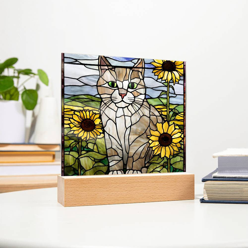 Cat Acrylic Sunflower Plaque - Perfect Gift for Cat Lovers and Home Decor-[Heartfelt Family Gift]