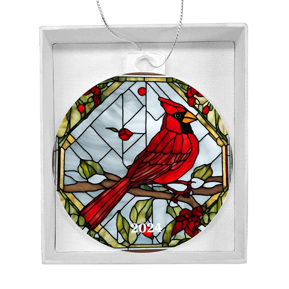 Cardinal Acrylic Christmas Tree Ornament-[Heartfelt Family Gift]
