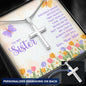 Sister - Distance Never Separates Two Hearts - Engraved Cross Necklace-[Heartfelt Family Gift]