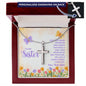 Sister - Distance Never Separates Two Hearts - Engraved Cross Necklace-[Heartfelt Family Gift]