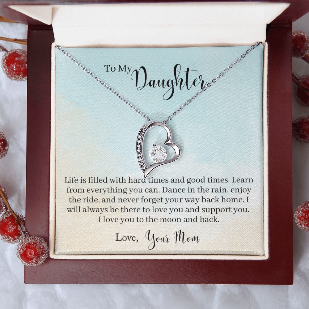 To My Daughter -Learn From Everything -  Forever Love Heart Necklace-[Heartfelt Family Gift]