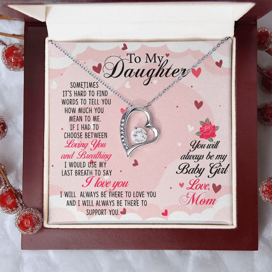 To my Daughter-01 Daughter Forever Love Heart Necklace-[Heartfelt Family Gift]