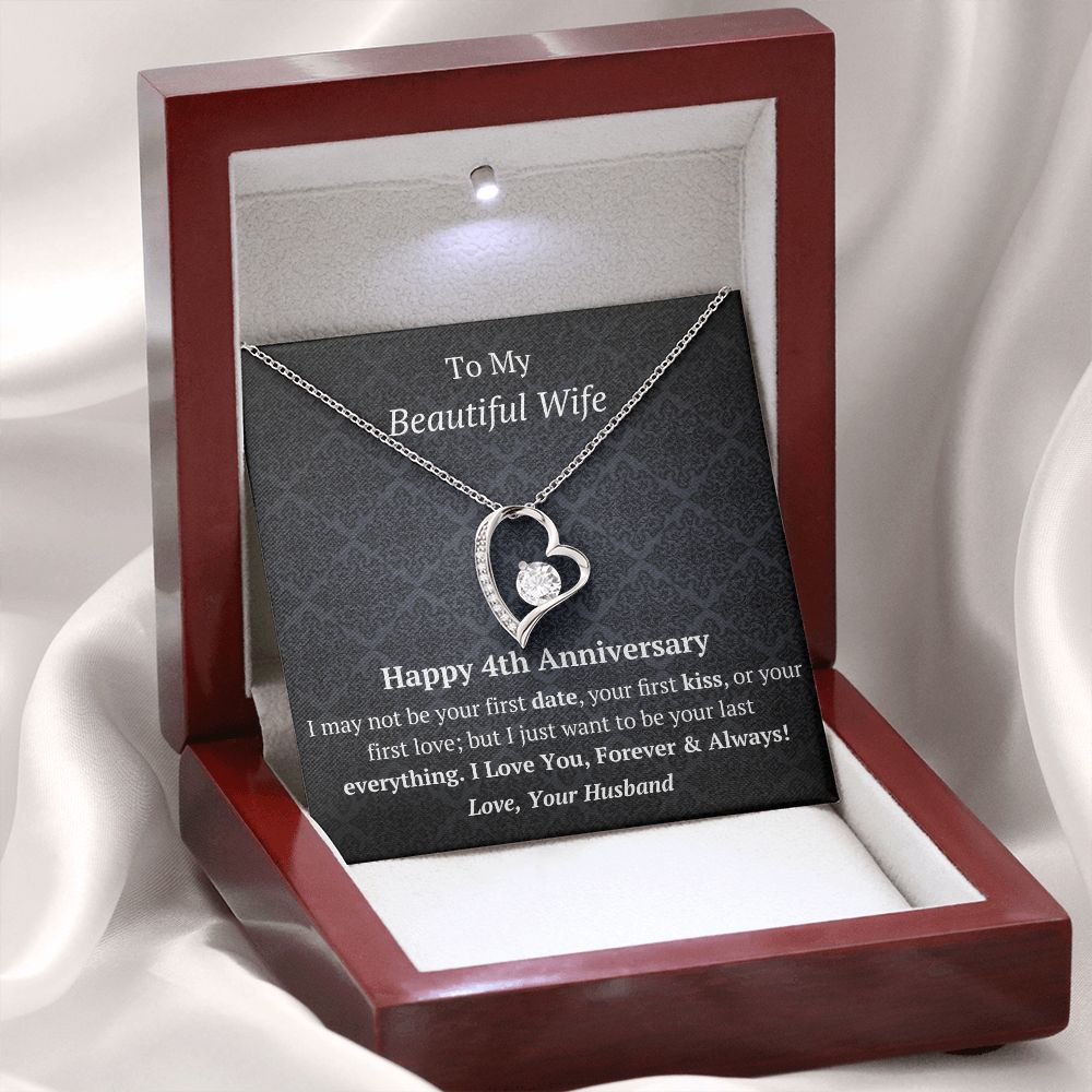 Wife 4th Anniversary Forever Love Heart Necklace-[Heartfelt Family Gift]