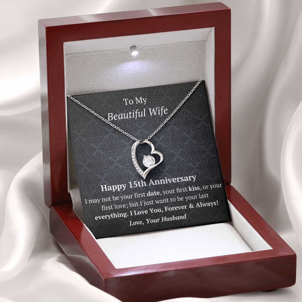 Wife 15th Anniversary - Forever Love Heart Necklace-[Heartfelt Family Gift]