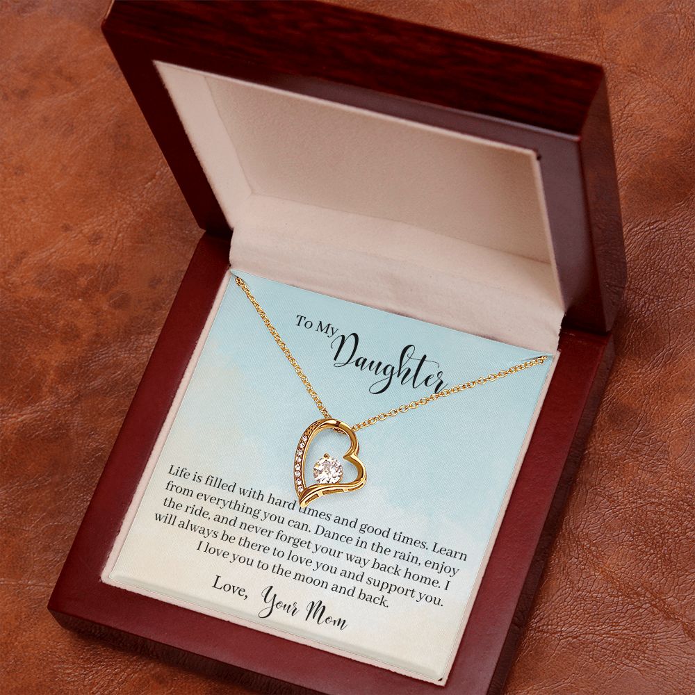 To My Daughter -Learn From Everything -  Forever Love Heart Necklace-[Heartfelt Family Gift]