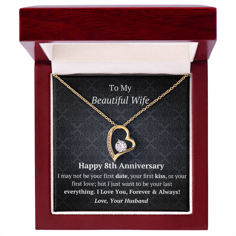 Wife 8th Anniversary - Forever Love Heart Necklace-[Heartfelt Family Gift]
