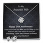Wife 25th Wedding Anniversary Love Knot Necklace Earring Set-[Heartfelt Family Gift]