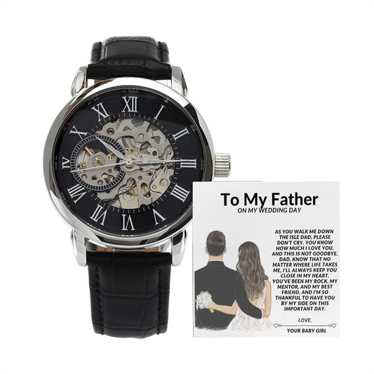 To My Father On My Wedding Day Openwork Watch-[Heartfelt Family Gift]