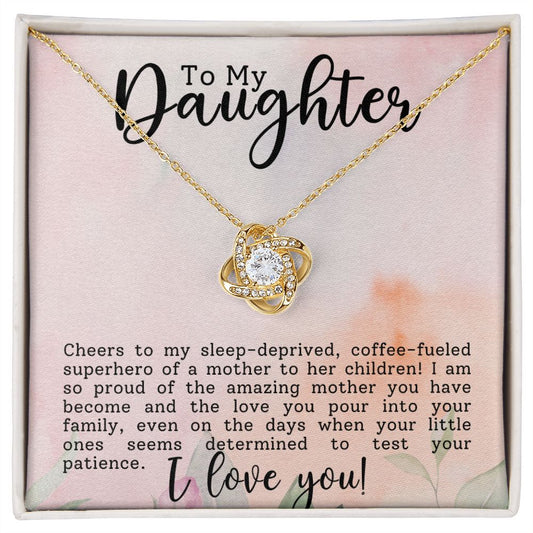 To My Superhero Daughter Love Knot Necklace-[Heartfelt Family Gift]