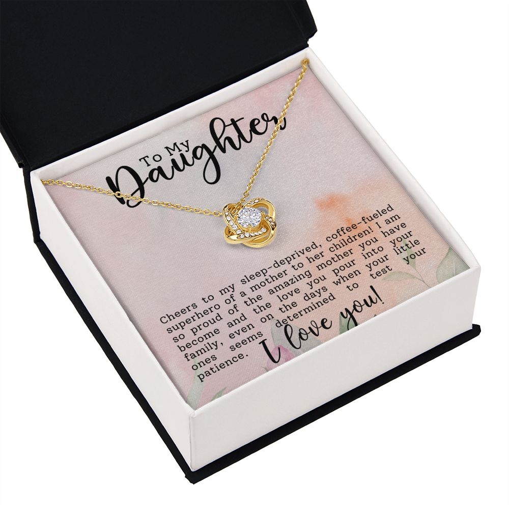 To My Superhero Daughter Love Knot Necklace-[Heartfelt Family Gift]