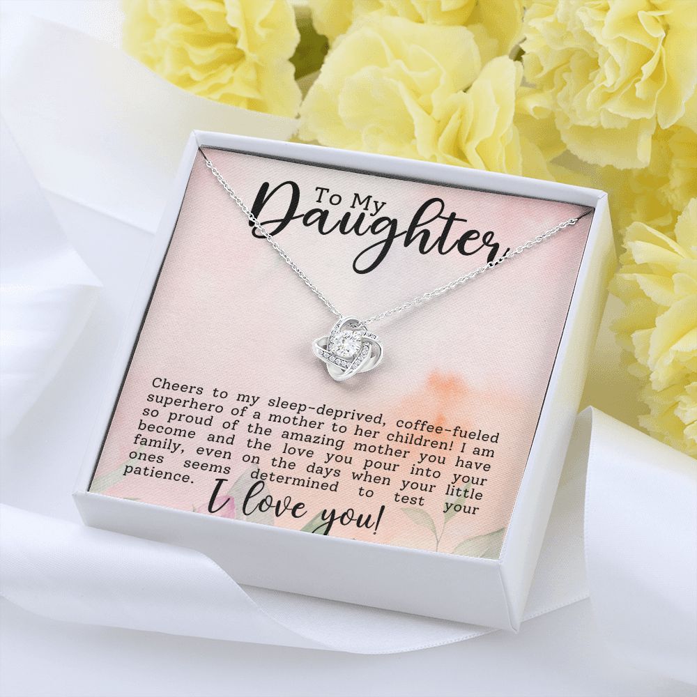 To My Superhero Daughter Love Knot Necklace-[Heartfelt Family Gift]