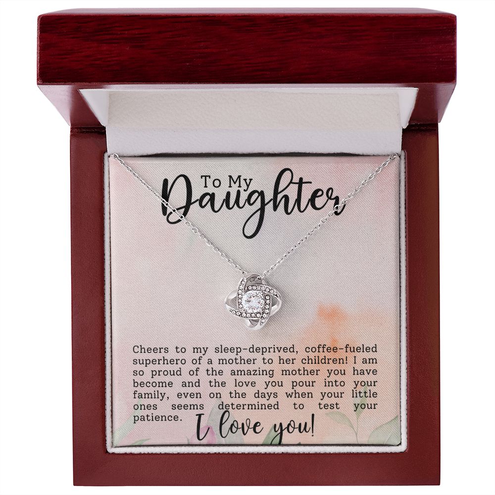 To My Superhero Daughter Love Knot Necklace-[Heartfelt Family Gift]