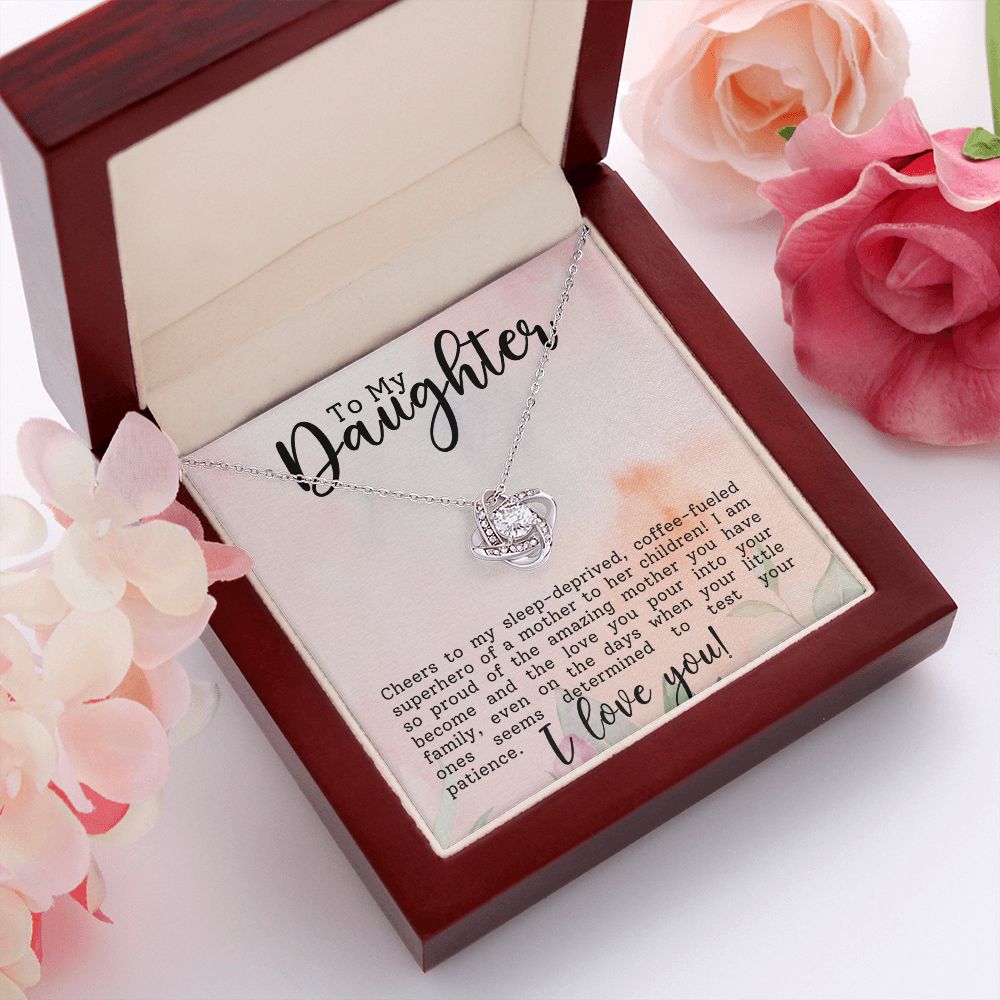 To My Superhero Daughter Love Knot Necklace-[Heartfelt Family Gift]