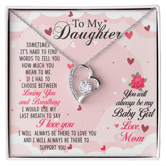 To my Daughter-01 Daughter Forever Love Heart Necklace-[Heartfelt Family Gift]