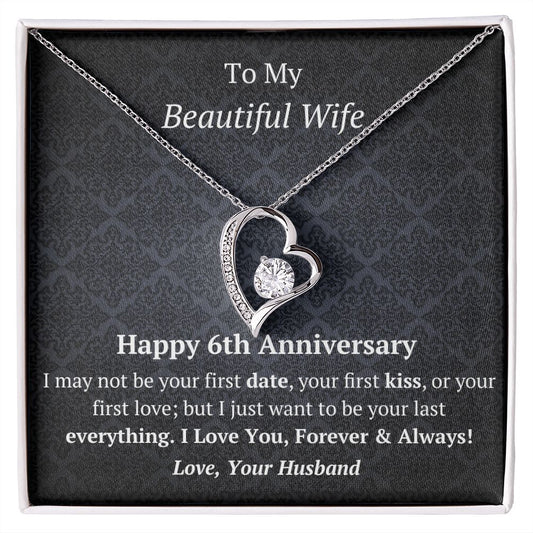 Wife 6th Anniversary Forever Love Heart Necklace-[Heartfelt Family Gift]