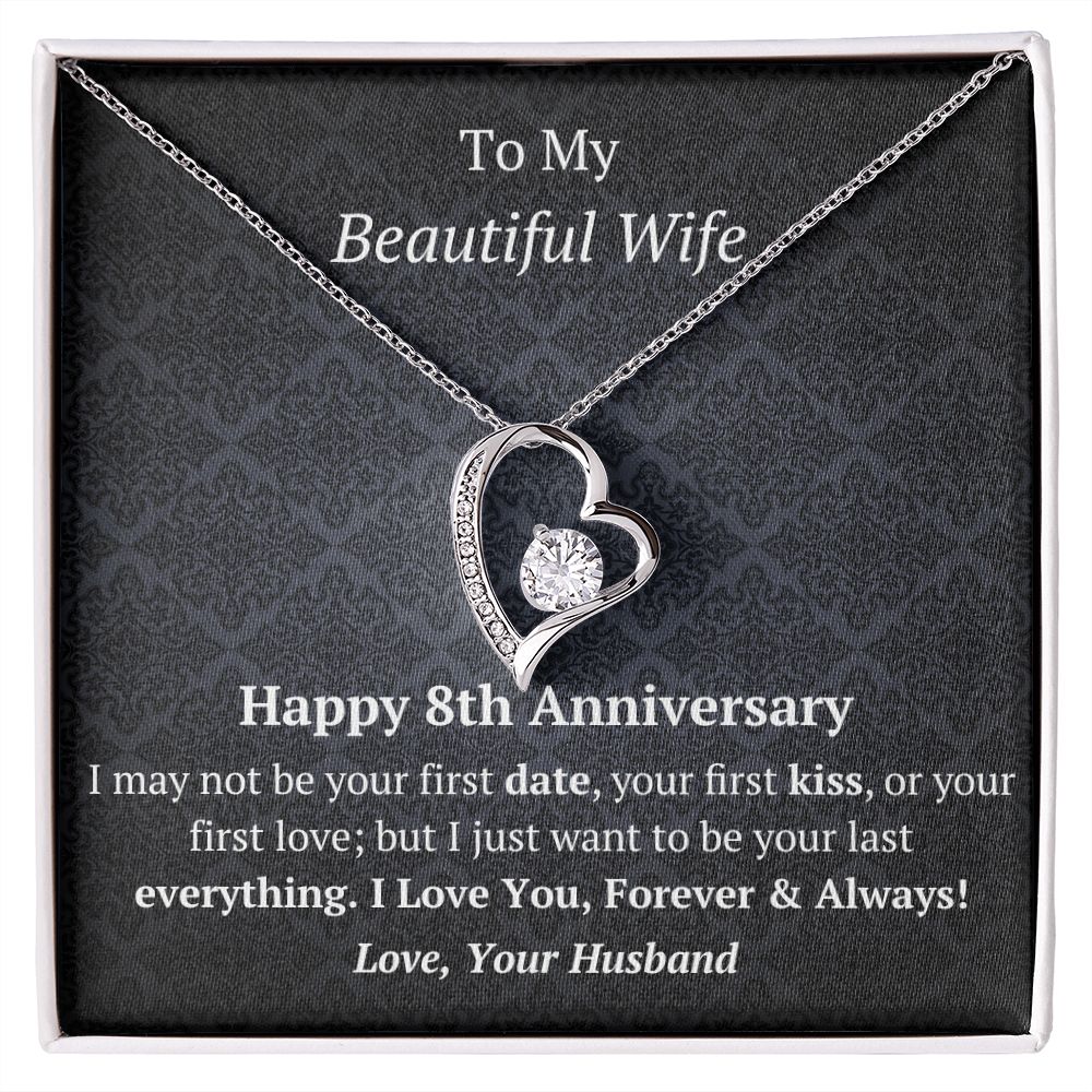 Wife 8th Anniversary - Forever Love Heart Necklace-[Heartfelt Family Gift]