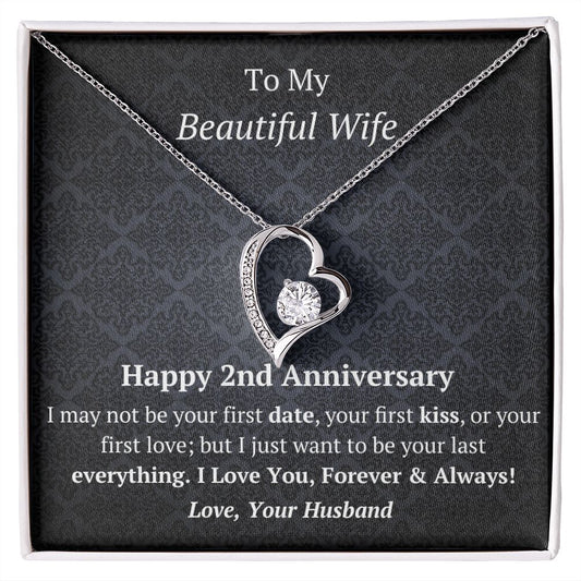 Wife 2nd Anniversary Forever Love Heart Necklace-[Heartfelt Family Gift]