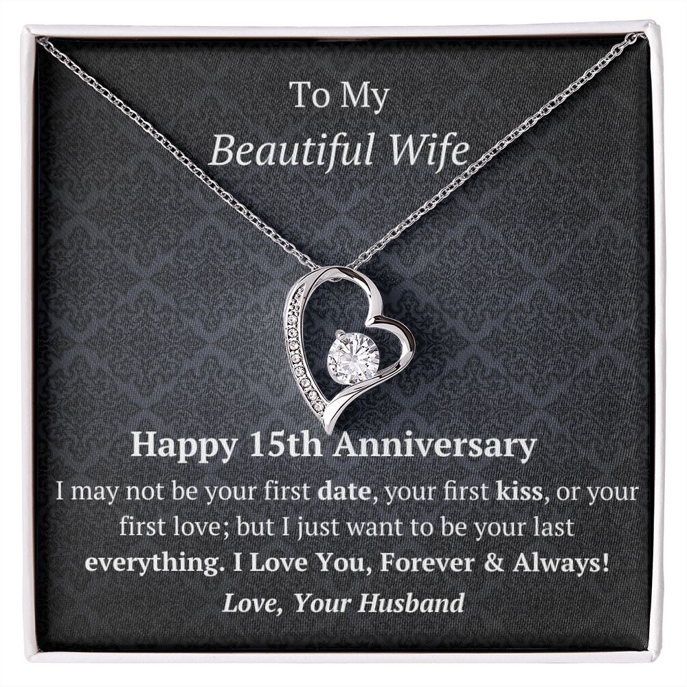 Wife 15th Anniversary - Forever Love Heart Necklace-[Heartfelt Family Gift]