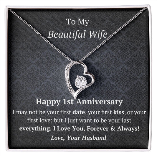 Wife - 1st Anniversary - Forever Love Heart Necklace-[Heartfelt Family Gift]