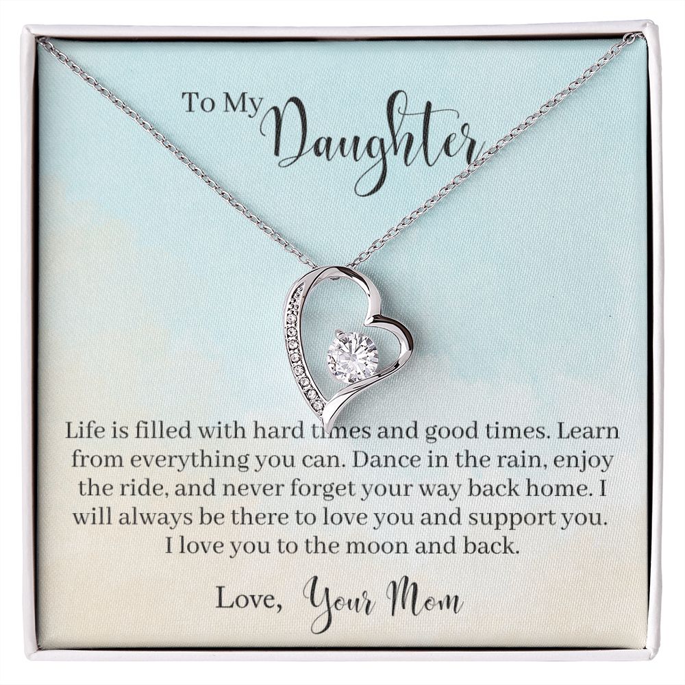 To My Daughter -Learn From Everything -  Forever Love Heart Necklace-[Heartfelt Family Gift]