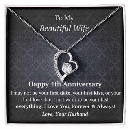 Wife 4th Anniversary Forever Love Heart Necklace-[Heartfelt Family Gift]