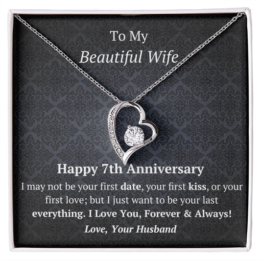 Wife 7th Anniversary Forever Love Heart Necklace-[Heartfelt Family Gift]