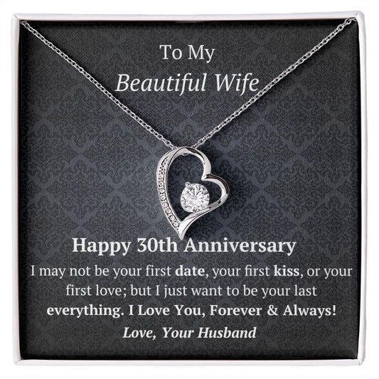 Wife 30th Anniversary - Forever Love Heart Necklace-[Heartfelt Family Gift]
