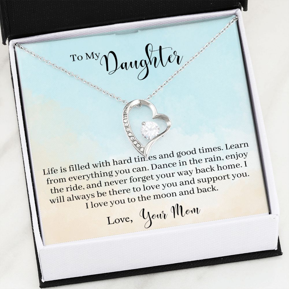 To My Daughter -Learn From Everything -  Forever Love Heart Necklace-[Heartfelt Family Gift]