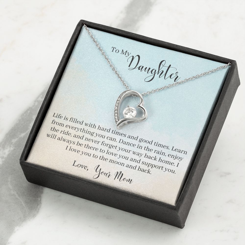 To My Daughter -Learn From Everything -  Forever Love Heart Necklace-[Heartfelt Family Gift]