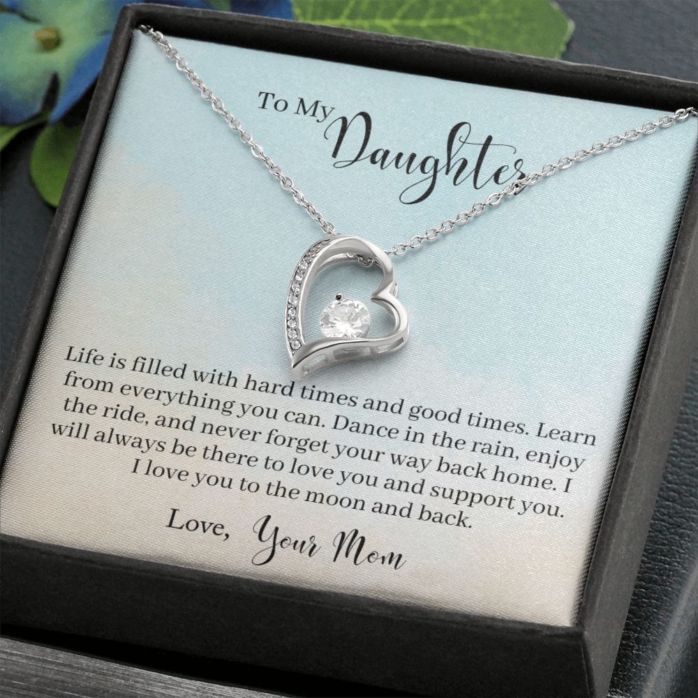 To My Daughter -Learn From Everything -  Forever Love Heart Necklace-[Heartfelt Family Gift]