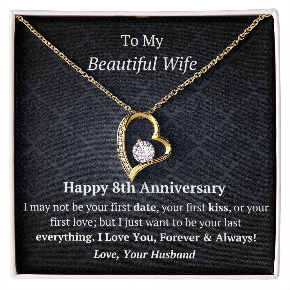 Wife 8th Anniversary - Forever Love Heart Necklace-[Heartfelt Family Gift]