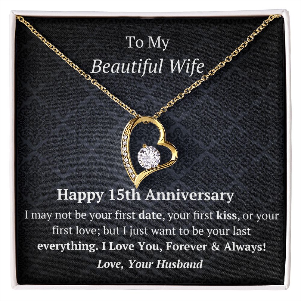 Wife 15th Anniversary - Forever Love Heart Necklace-[Heartfelt Family Gift]