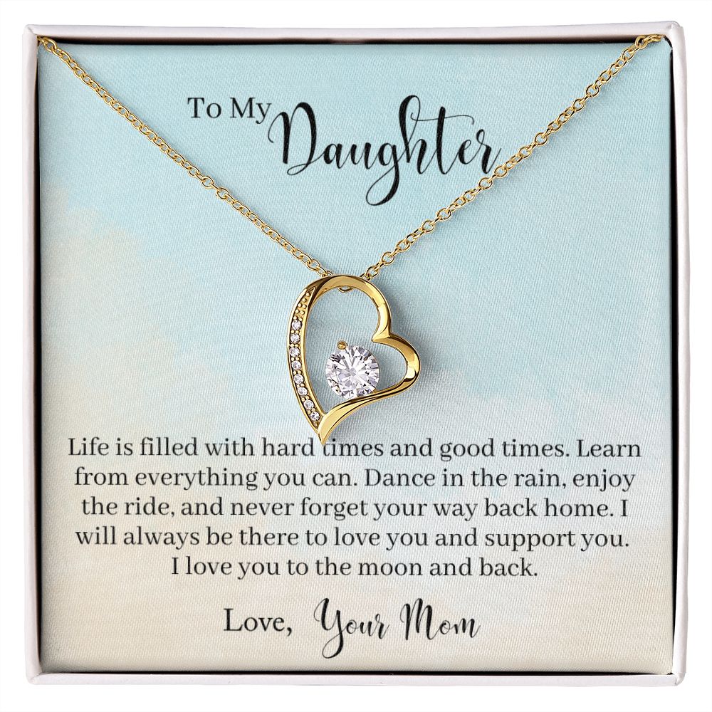 To My Daughter -Learn From Everything -  Forever Love Heart Necklace-[Heartfelt Family Gift]